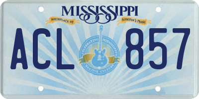 MS license plate ACL857