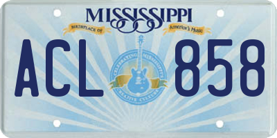 MS license plate ACL858