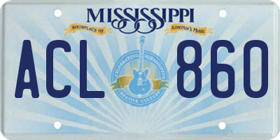 MS license plate ACL860