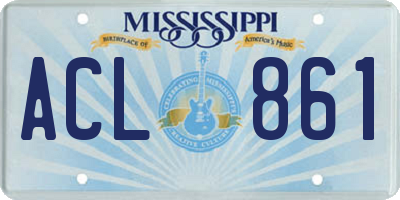 MS license plate ACL861