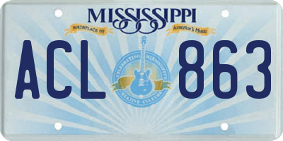 MS license plate ACL863
