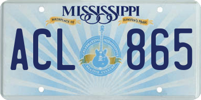 MS license plate ACL865