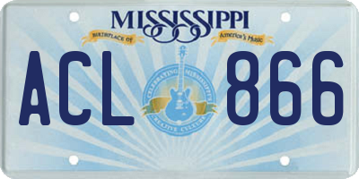 MS license plate ACL866