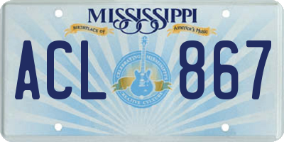 MS license plate ACL867