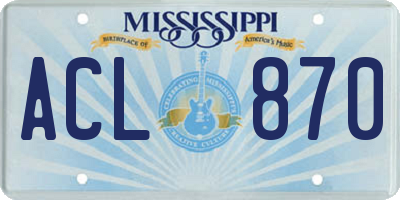 MS license plate ACL870