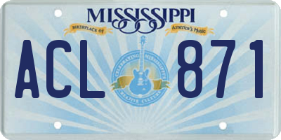MS license plate ACL871