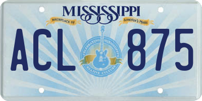 MS license plate ACL875