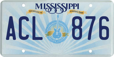 MS license plate ACL876