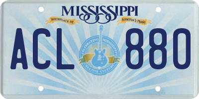 MS license plate ACL880