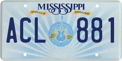 MS license plate ACL881