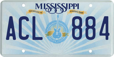 MS license plate ACL884