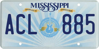 MS license plate ACL885