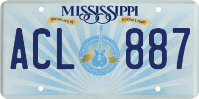 MS license plate ACL887