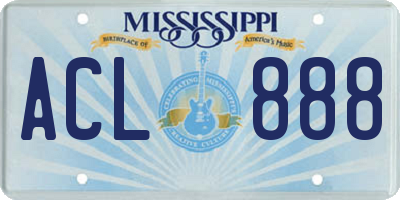 MS license plate ACL888