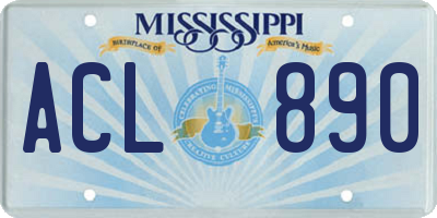 MS license plate ACL890