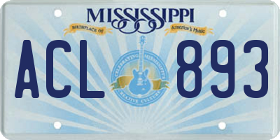 MS license plate ACL893
