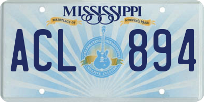 MS license plate ACL894