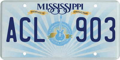 MS license plate ACL903