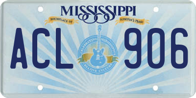 MS license plate ACL906