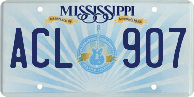 MS license plate ACL907