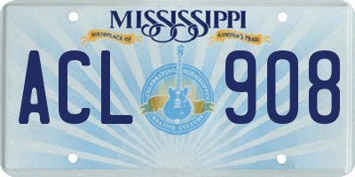 MS license plate ACL908