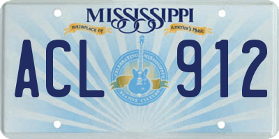 MS license plate ACL912