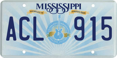 MS license plate ACL915