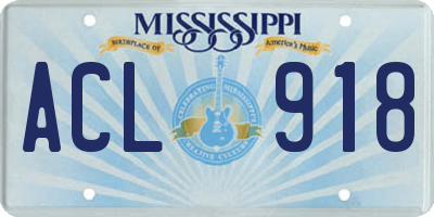 MS license plate ACL918