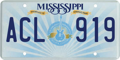 MS license plate ACL919