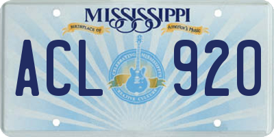 MS license plate ACL920