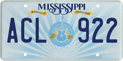 MS license plate ACL922
