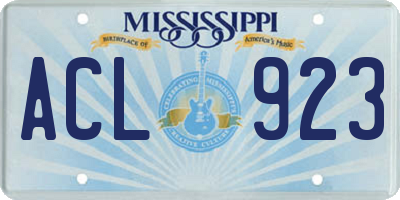 MS license plate ACL923