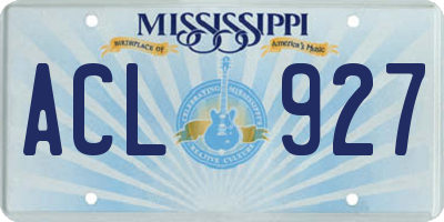 MS license plate ACL927