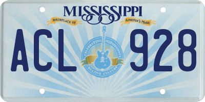 MS license plate ACL928
