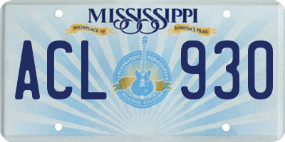 MS license plate ACL930