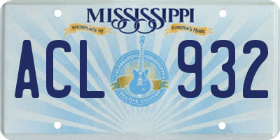 MS license plate ACL932