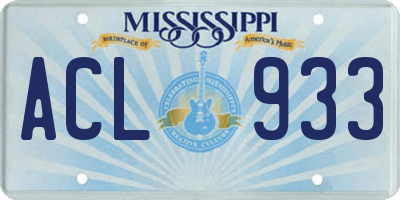 MS license plate ACL933