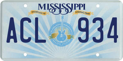 MS license plate ACL934