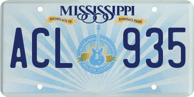 MS license plate ACL935