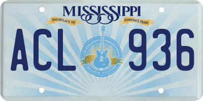 MS license plate ACL936