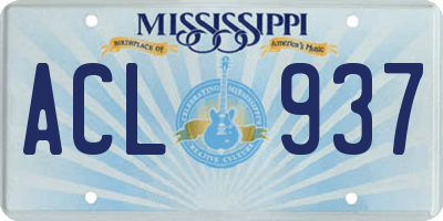 MS license plate ACL937