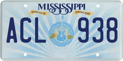 MS license plate ACL938