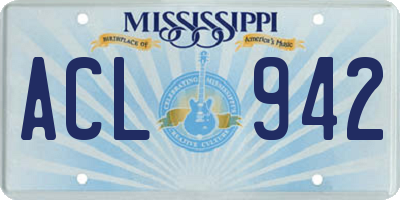 MS license plate ACL942