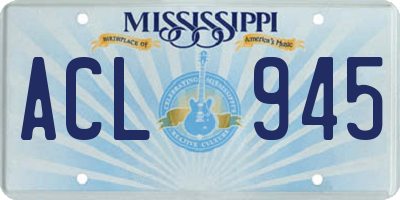 MS license plate ACL945
