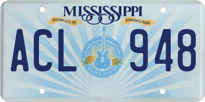 MS license plate ACL948