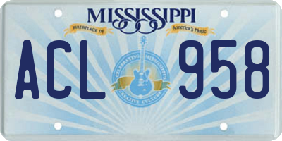 MS license plate ACL958