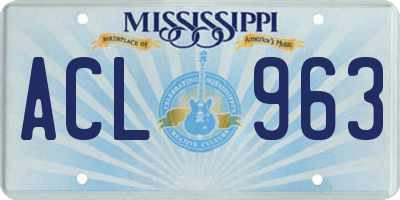MS license plate ACL963