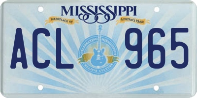 MS license plate ACL965