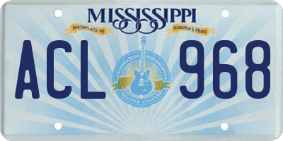 MS license plate ACL968