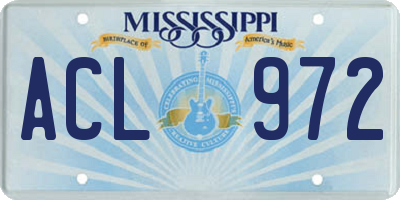 MS license plate ACL972